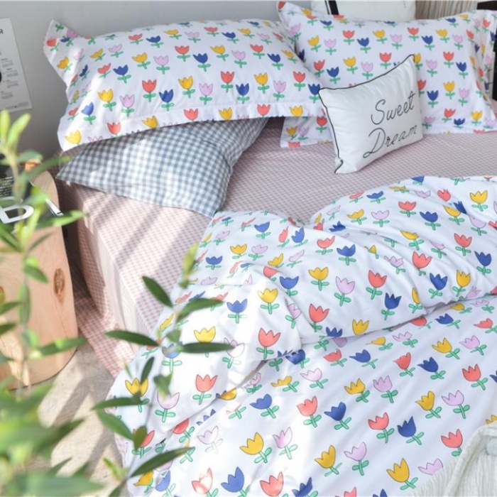 91家纺网 家纺一手货源 找家纺 棉眠 2018夏季新品四件套 春田花花