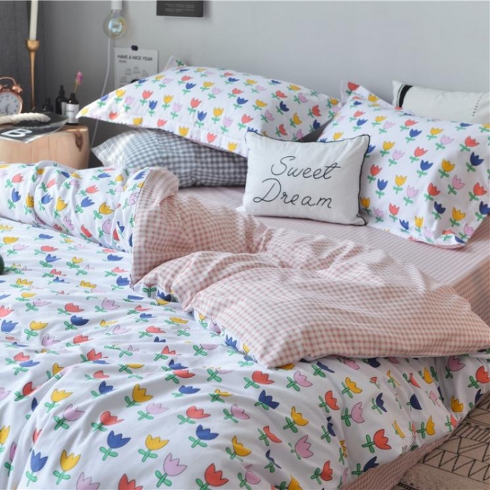 91家纺网 家纺一手货源 找家纺 棉眠 2018夏季新品四件套 春田花花