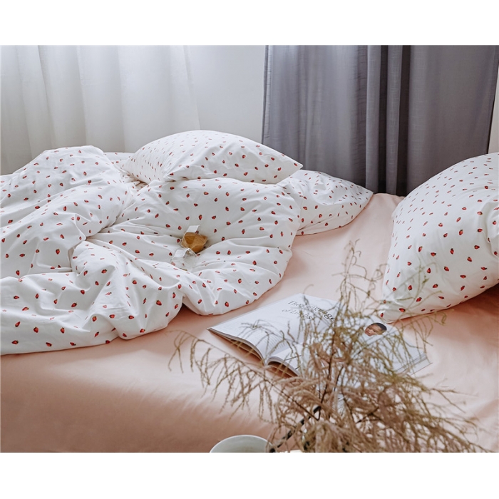 91家纺网 家纺一手货源 找家纺 棉眠 全棉极简风系列四件套床单款 点点