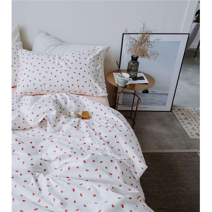 91家纺网 家纺一手货源 找家纺 棉眠 全棉极简风系列四件套床单款 点点