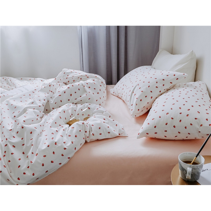 91家纺网 家纺一手货源 找家纺 棉眠 全棉极简风系列四件套床单款 点点