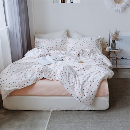 91家纺网 家纺一手货源 找家纺 棉眠 全棉极简风系列四件套床单款 点点