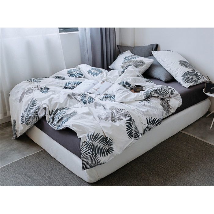 91家纺网 家纺一手货源 找家纺 棉眠 全棉极简风系列四件套床单款 芦笙