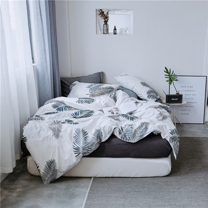 棉眠 全棉极简风系列四件套床单款 芦笙