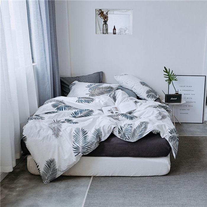 91家纺网 家纺一手货源 找家纺 棉眠 全棉极简风系列四件套床单款 芦笙