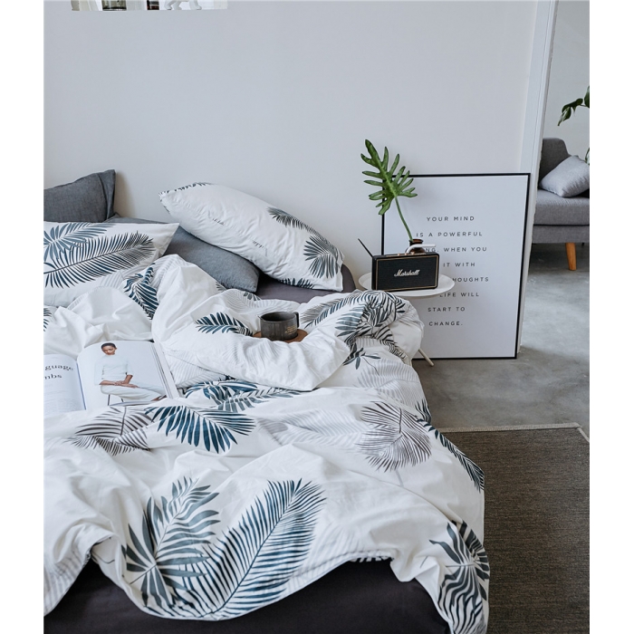 91家纺网 家纺一手货源 找家纺 棉眠 全棉极简风系列四件套床单款 芦笙