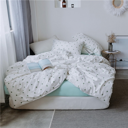 91家纺网 家纺一手货源 找家纺 棉眠 全棉极简风系列四件套床单款 小清新