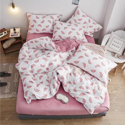 91家纺网 家纺一手货源 找家纺 （总）棉眠  2018新款棉眠棉加绒四件套