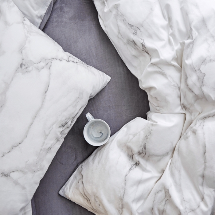 91家纺网 家纺一手货源 找家纺 棉眠  2018新款棉眠棉加绒四件套 大理石灰