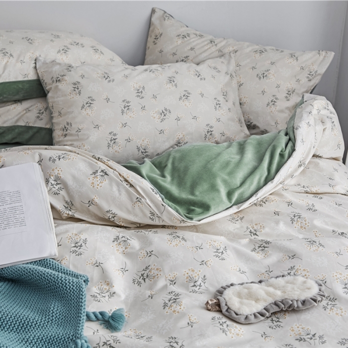 91家纺网 家纺一手货源 找家纺 棉眠  2018新款棉眠棉加绒四件套 妃子笑