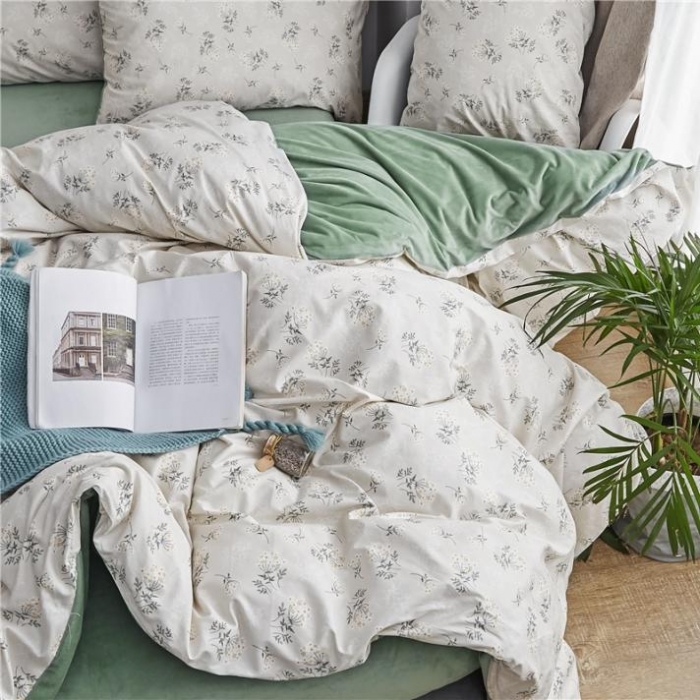 91家纺网 家纺一手货源 找家纺 棉眠  2018新款棉眠棉加绒四件套 妃子笑