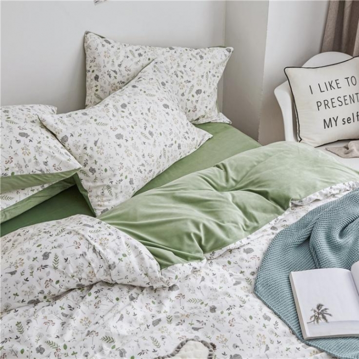 91家纺网 家纺一手货源 找家纺 棉眠  2018新款棉眠棉加绒四件套 绿野仙踪