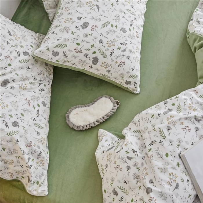 91家纺网 家纺一手货源 找家纺 棉眠  2018新款棉眠棉加绒四件套 绿野仙踪