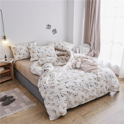 91家纺网 家纺一手货源 找家纺 棉眠  2018新款棉眠棉加绒四件套 奈良