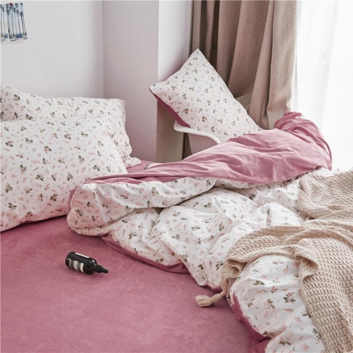 91家纺网 家纺一手货源 找家纺 棉眠  2018新款棉眠棉加绒四件套 婉约