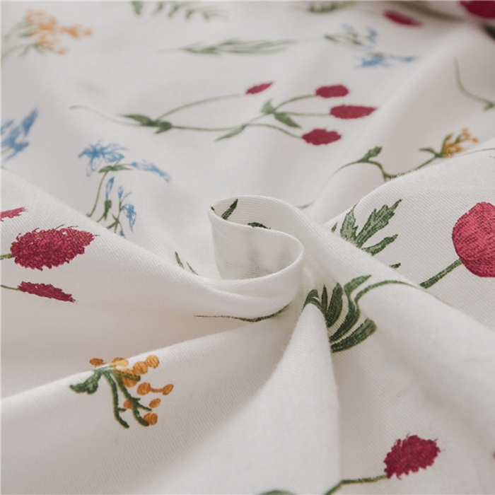 91家纺网 家纺一手货源 找家纺 棉眠 2019春夏新款全棉镶边蝴蝶结四件套 床单款 芳草