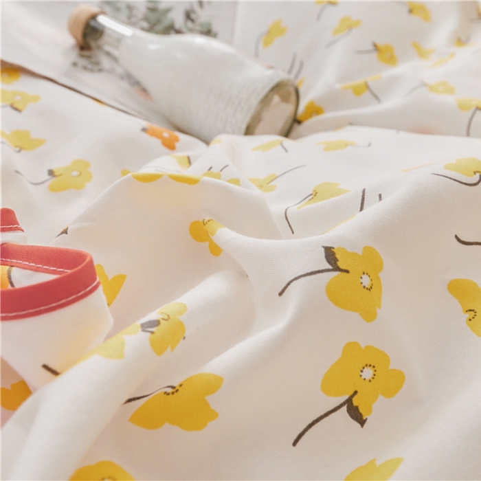 91家纺网 家纺一手货源 找家纺 棉眠 2019春夏新款全棉镶边蝴蝶结四件套 床单款 花开