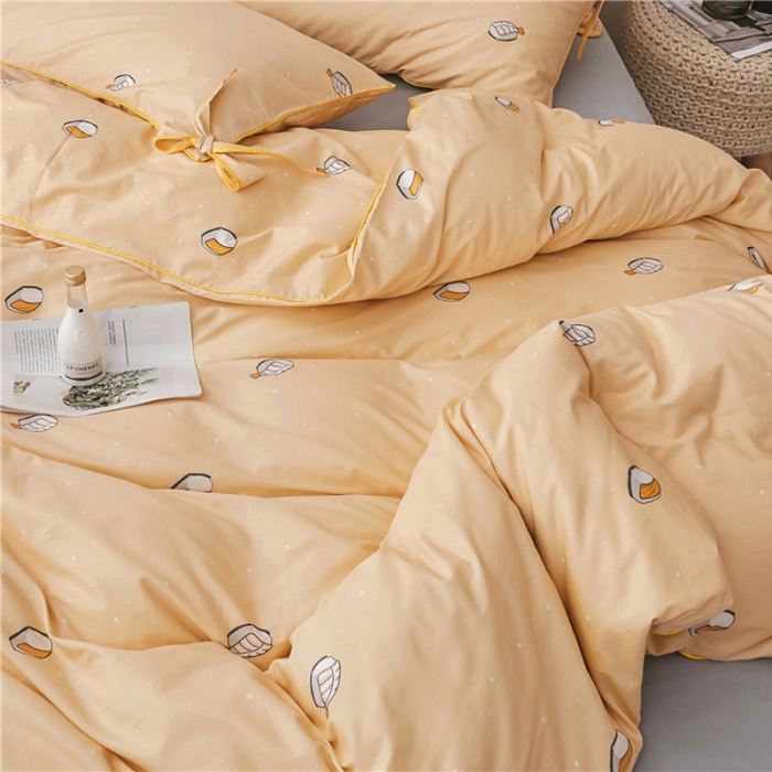 91家纺网 家纺一手货源 找家纺 棉眠 2019春夏新款全棉镶边蝴蝶结四件套 床单款 寿司