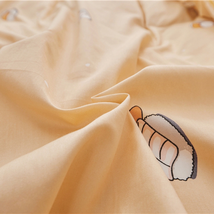 91家纺网 家纺一手货源 找家纺 棉眠 2019春夏新款全棉镶边蝴蝶结四件套 床单款 寿司