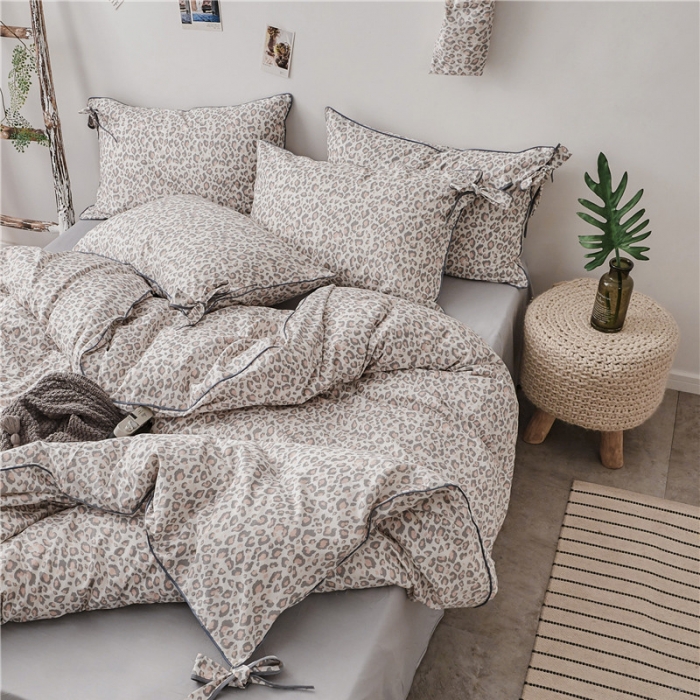 91家纺网 家纺一手货源 找家纺 棉眠 2019春夏新款全棉镶边蝴蝶结四件套 床单款 小野