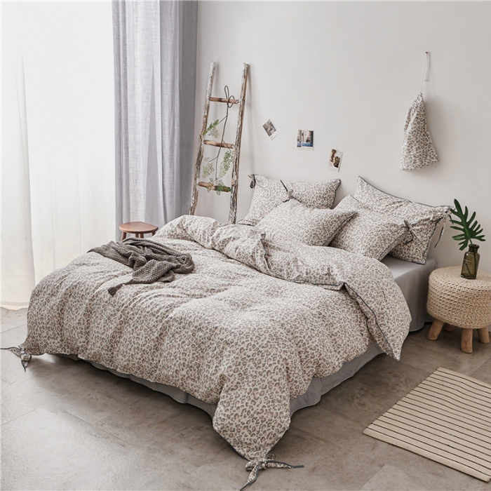 91家纺网 家纺一手货源 找家纺 棉眠 2019春夏新款全棉镶边蝴蝶结四件套 床单款 小野