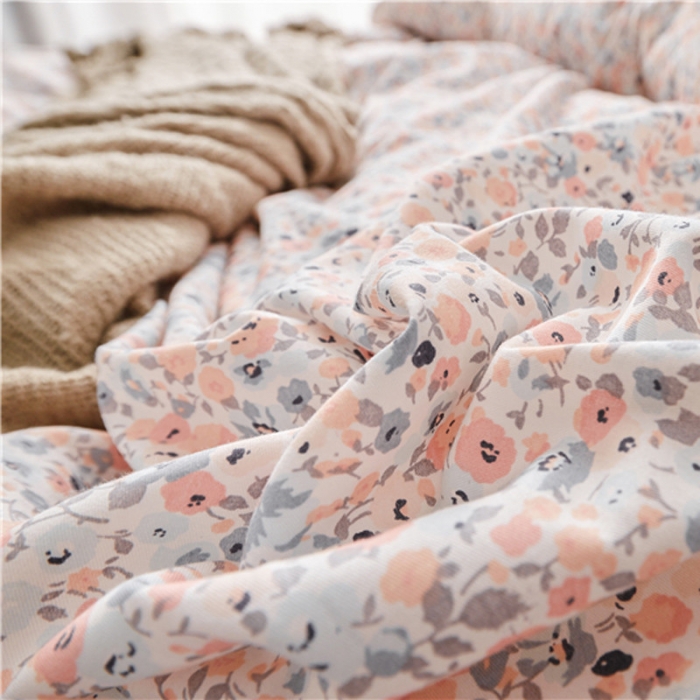 91家纺网 家纺一手货源 找家纺 棉眠 2019春夏新款全棉镶边蝴蝶结四件套 床单款 繁花