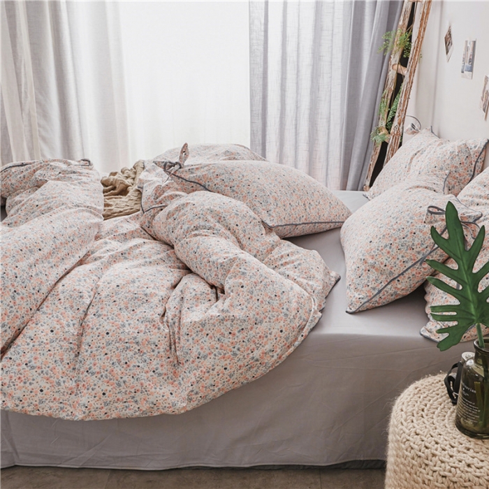 91家纺网 家纺一手货源 找家纺 棉眠 2019春夏新款全棉镶边蝴蝶结四件套 床单款 繁花