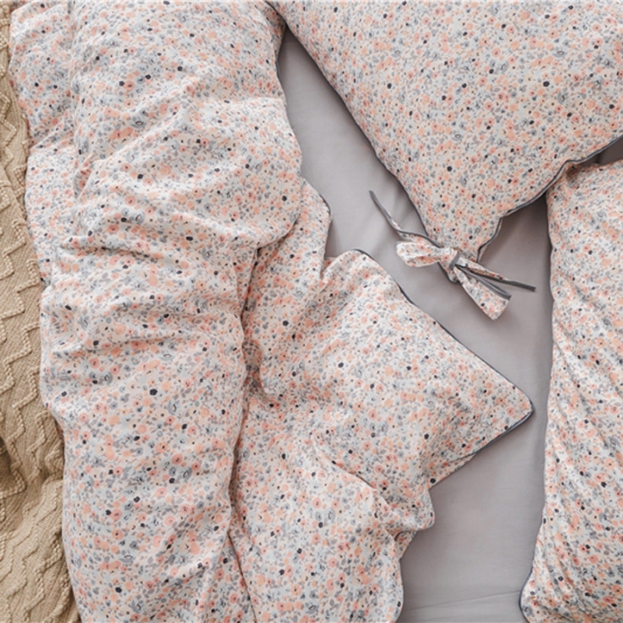 91家纺网 家纺一手货源 找家纺 棉眠 2019春夏新款全棉镶边蝴蝶结四件套 床单款 繁花