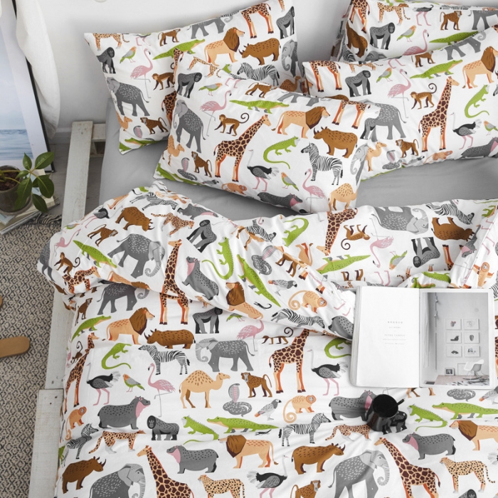 91家纺网 家纺一手货源 找家纺 棉眠 2019新款13070简约全棉四件套 马达加斯加