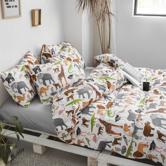 91家纺网 家纺一手货源 找家纺 棉眠 2019新款13070简约全棉四件套 马达加斯加