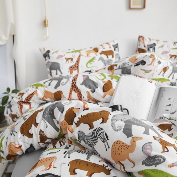 91家纺网 家纺一手货源 找家纺 棉眠 2019新款13070简约全棉四件套 马达加斯加