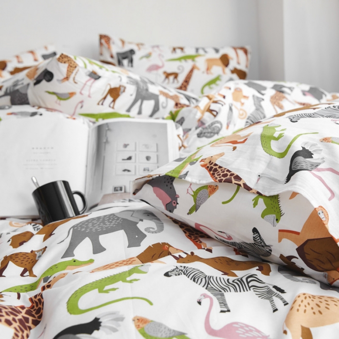 91家纺网 家纺一手货源 找家纺 棉眠 2019新款13070简约全棉四件套 马达加斯加