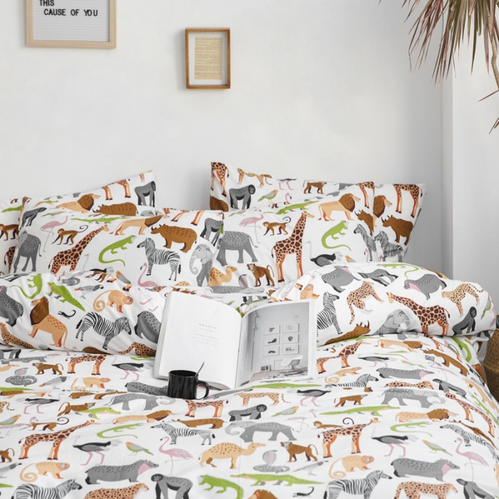 91家纺网 家纺一手货源 找家纺 棉眠 2019新款13070简约全棉四件套 马达加斯加