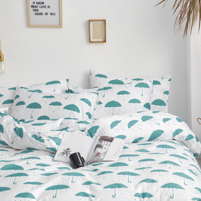 91家纺网 家纺一手货源 找家纺 棉眠 2019新款13070简约全棉四件套 晴雨