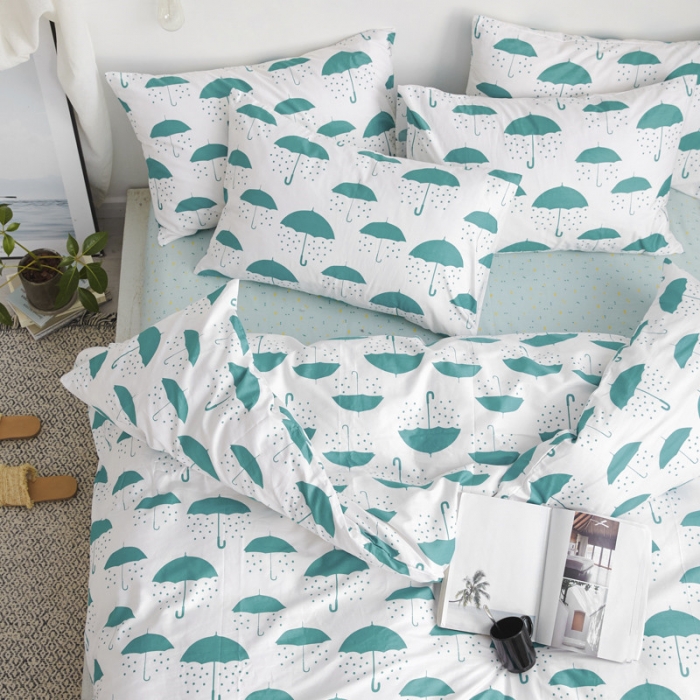 91家纺网 家纺一手货源 找家纺 棉眠 2019新款13070简约全棉四件套 晴雨