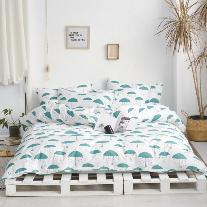 91家纺网 家纺一手货源 找家纺 棉眠 2019新款13070简约全棉四件套 晴雨