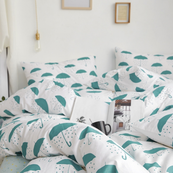 91家纺网 家纺一手货源 找家纺 棉眠 2019新款13070简约全棉四件套 晴雨