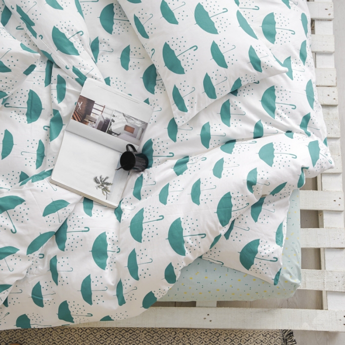 91家纺网 家纺一手货源 找家纺 棉眠 2019新款13070简约全棉四件套 晴雨