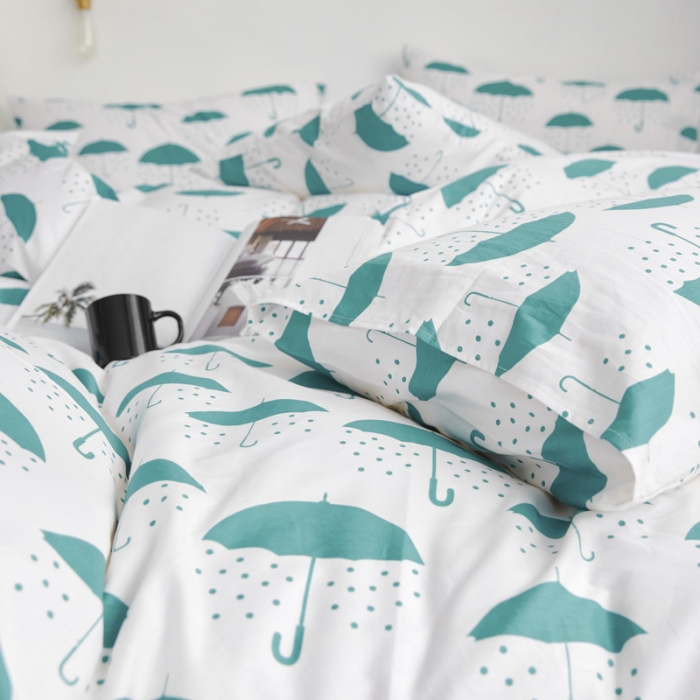 91家纺网 家纺一手货源 找家纺 棉眠 2019新款13070简约全棉四件套 晴雨