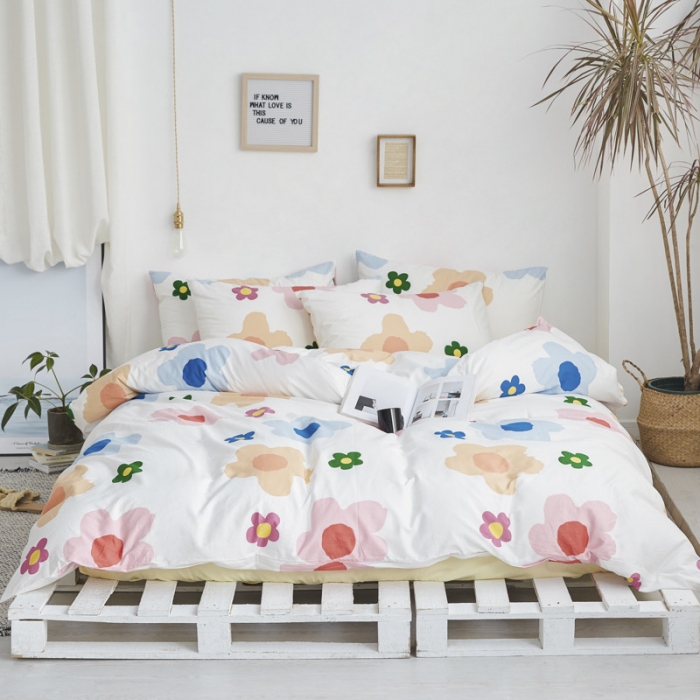 91家纺网 家纺一手货源 找家纺 棉眠 2019新款13070简约全棉四件套 少女花季