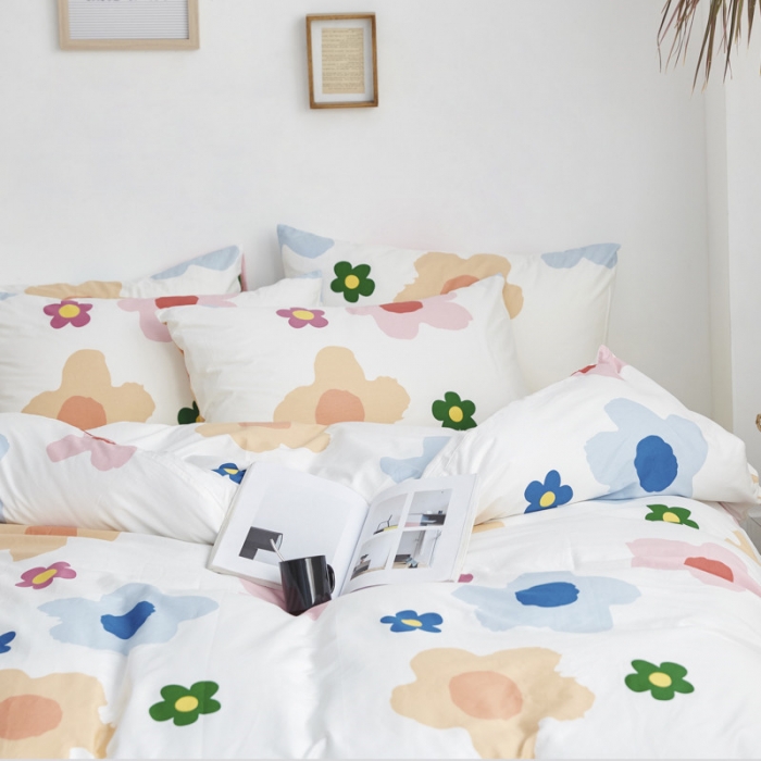 91家纺网 家纺一手货源 找家纺 棉眠 2019新款13070简约全棉四件套 少女花季