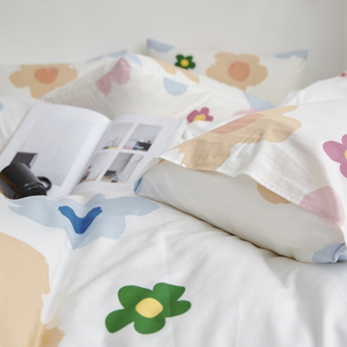 91家纺网 家纺一手货源 找家纺 棉眠 2019新款13070简约全棉四件套 少女花季