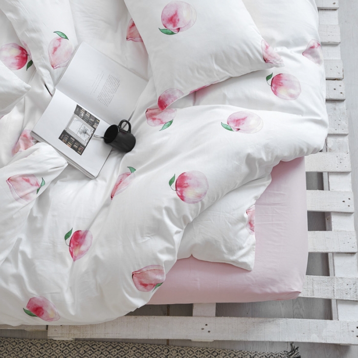 91家纺网 家纺一手货源 找家纺 棉眠 2019新款13070简约全棉四件套 水蜜桃