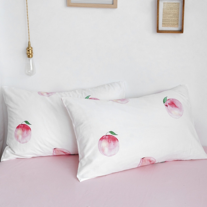 91家纺网 家纺一手货源 找家纺 棉眠 2019新款13070简约全棉四件套 水蜜桃