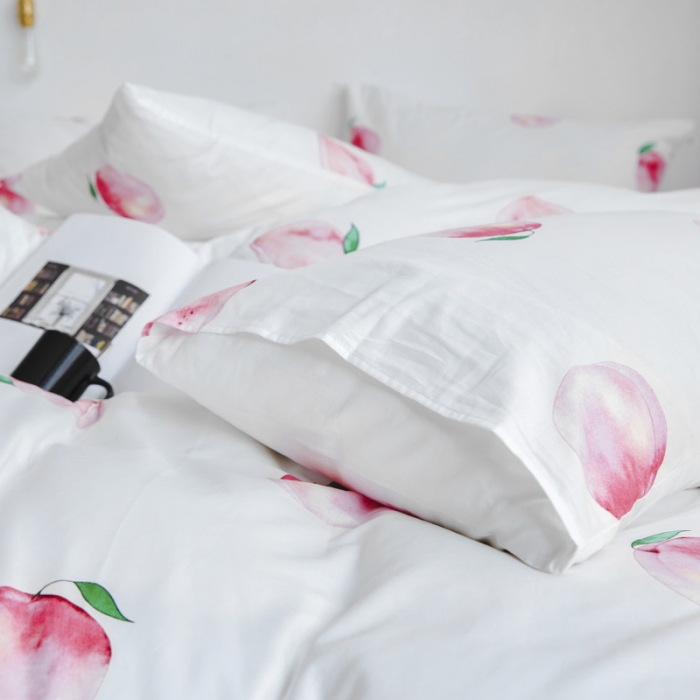 91家纺网 家纺一手货源 找家纺 棉眠 2019新款13070简约全棉四件套 水蜜桃