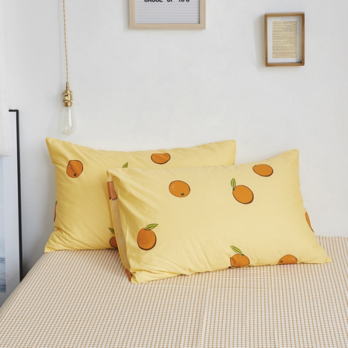 91家纺网 家纺一手货源 找家纺 棉眠 2019新款13070简约全棉四件套 小柑橘