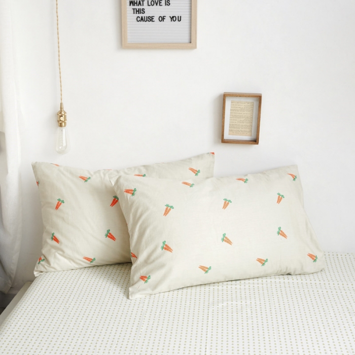 91家纺网 家纺一手货源 找家纺 棉眠 2019新款13070简约全棉四件套 小萝卜