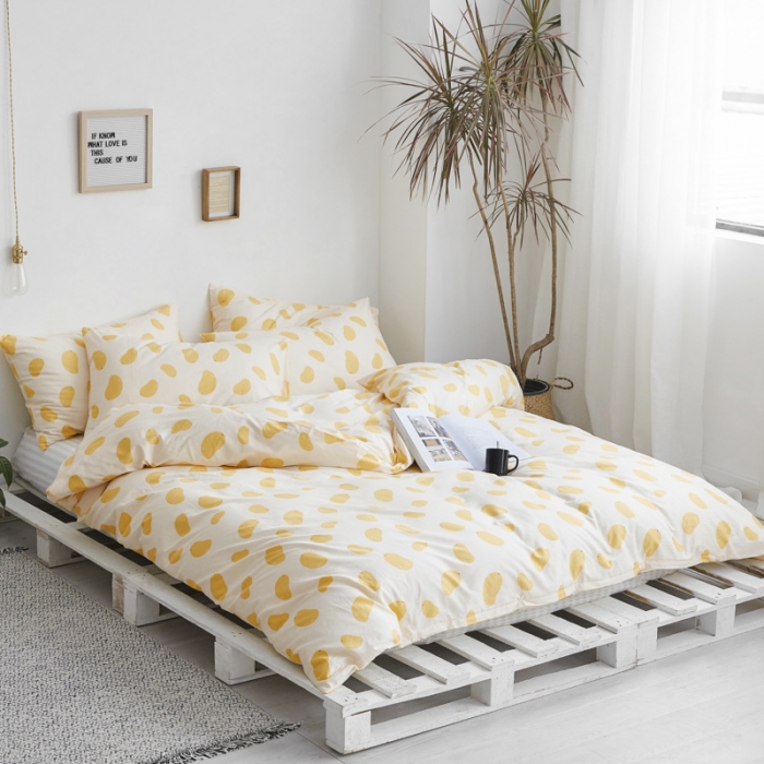 91家纺网 家纺一手货源 找家纺 棉眠 2019新款13070简约全棉四件套 小芒果