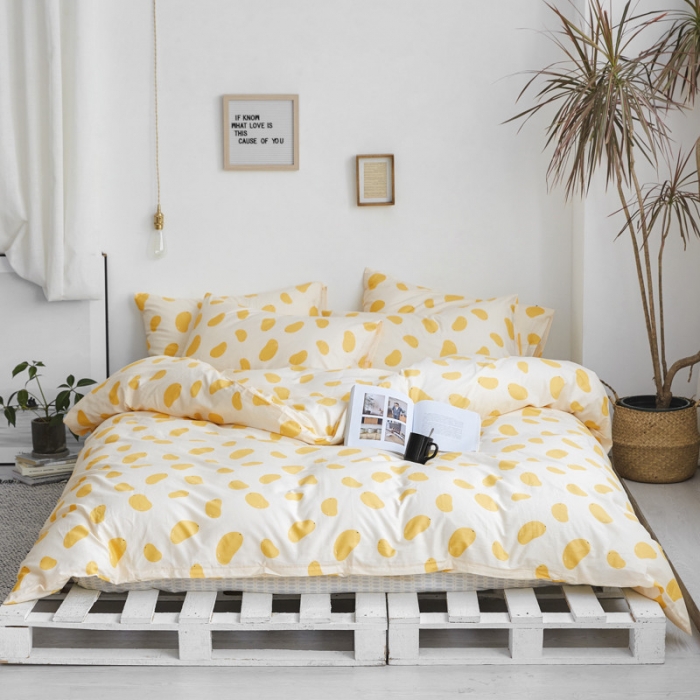 91家纺网 家纺一手货源 找家纺 棉眠 2019新款13070简约全棉四件套 小芒果