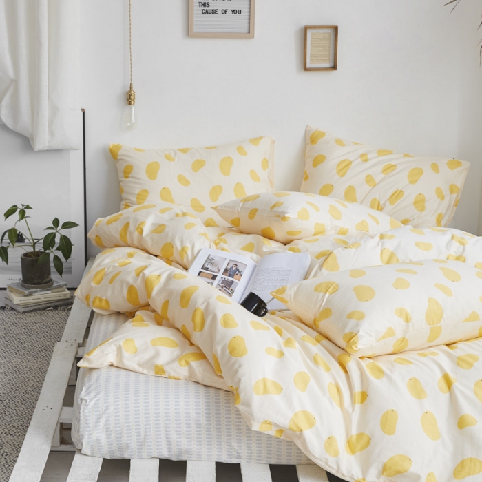 91家纺网 家纺一手货源 找家纺 棉眠 2019新款13070简约全棉四件套 小芒果